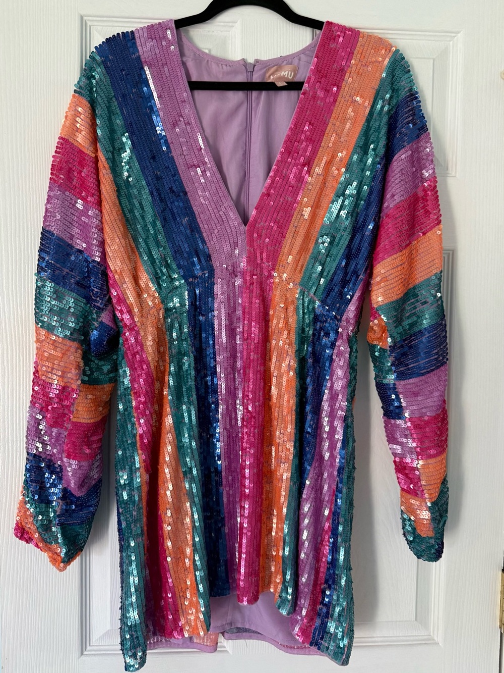 Show Me Your Mumu Rainbow Sequin Mini Dress Size Large